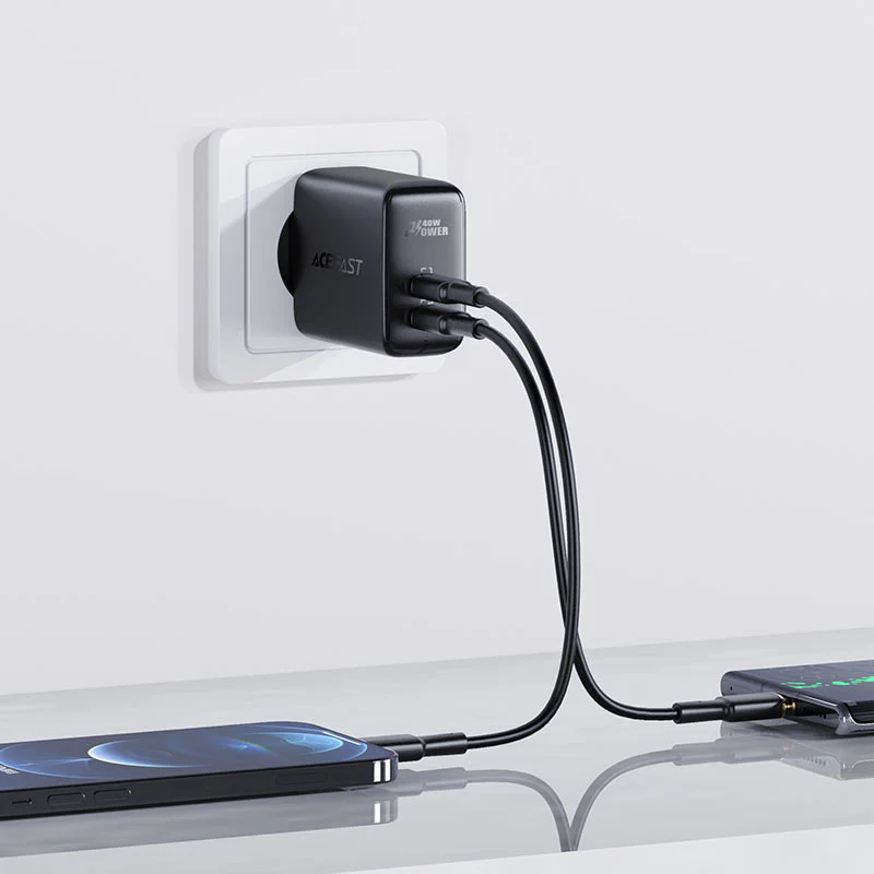 ACEFAST A9 40W 2xUSB-C Fast Wall CHARGER PD3.0 - Black - Image 5