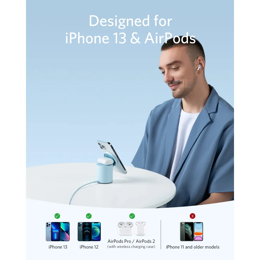 Anker 623 Magnetic Wireless Charger (MagGo) - Blue - Image 3