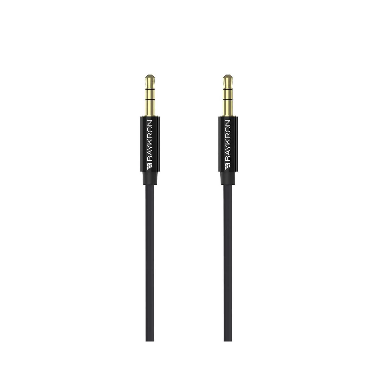BayKron Smart Cable 1.5m Jack to Jack 3.5mm Stereo 24K Gold-Plated Connectors - Black - Image 2