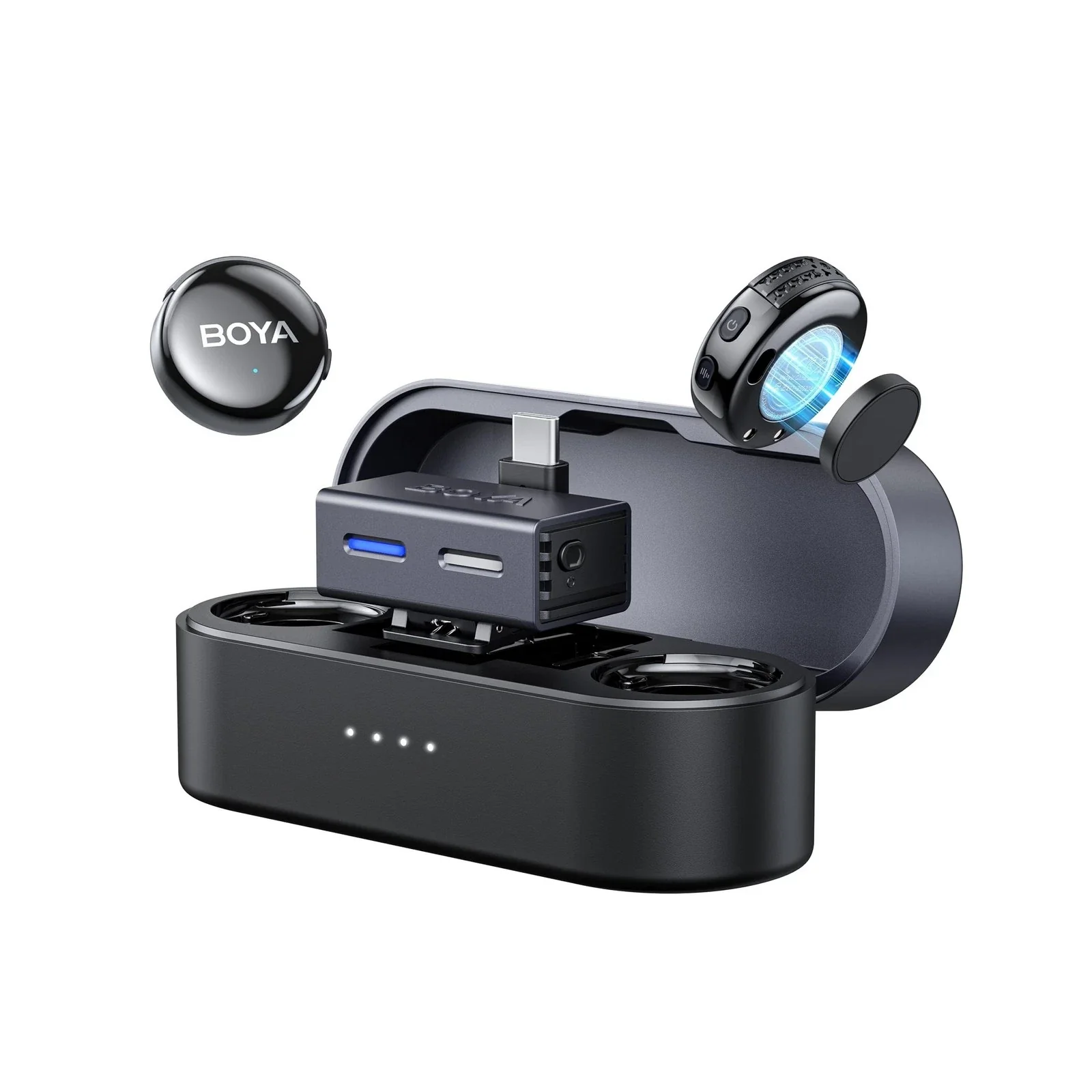 Boya Boyalink 3 Al-Powered Button-Sized Wireless Micro Phone 3-TX, Type-C - Black - Image 3