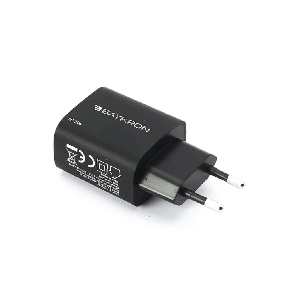 BayKron Smart Wall Charger USB-C PD 20w - Universal High-Speed Charging - Black - Image 2