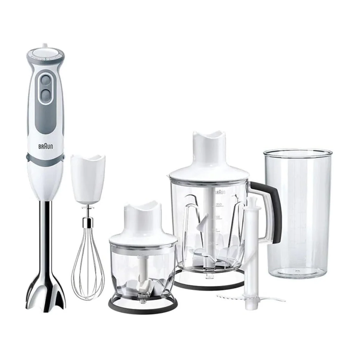 Braun MultiQuick 5 Vario Hand Blender with Attachments, 1000 Watt - White/Grey