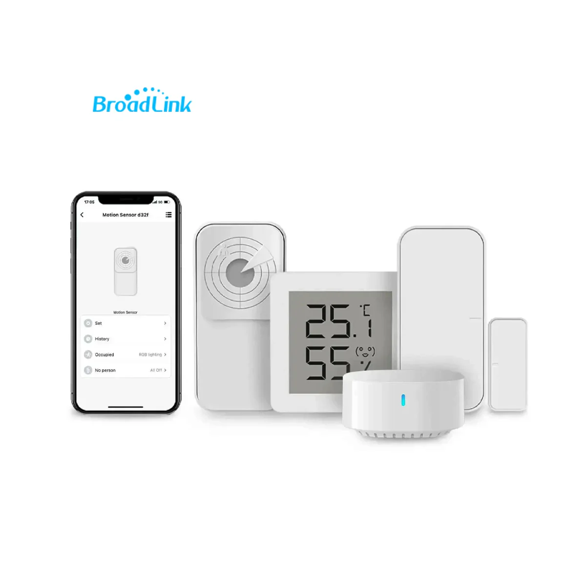 BroadLink Sensor Kit Door Sensor Temperature and Humidity Sensor (CR2032) -White - Image 2