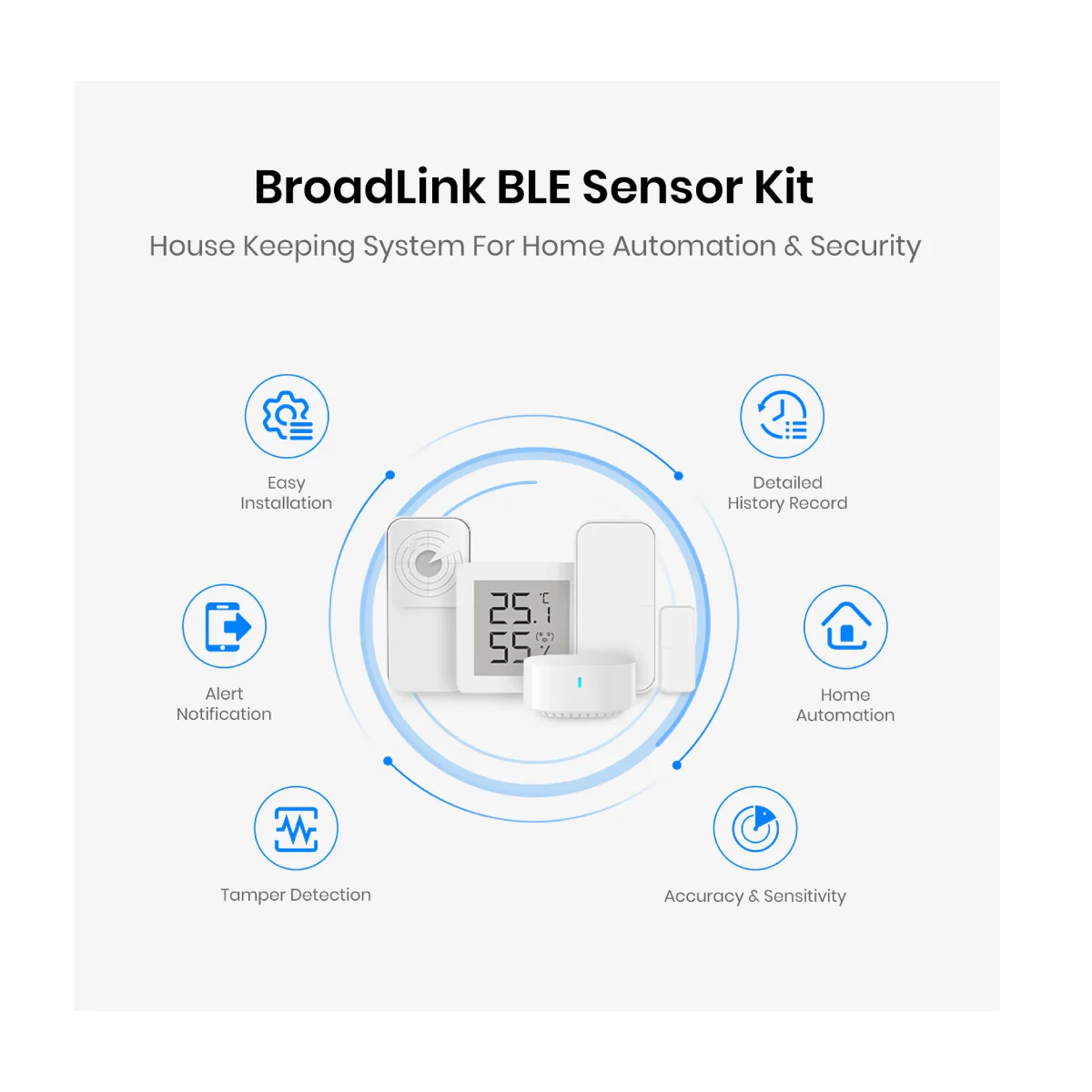 BroadLink Sensor Kit Door Sensor Temperature and Humidity Sensor (CR2032) -White - Image 3