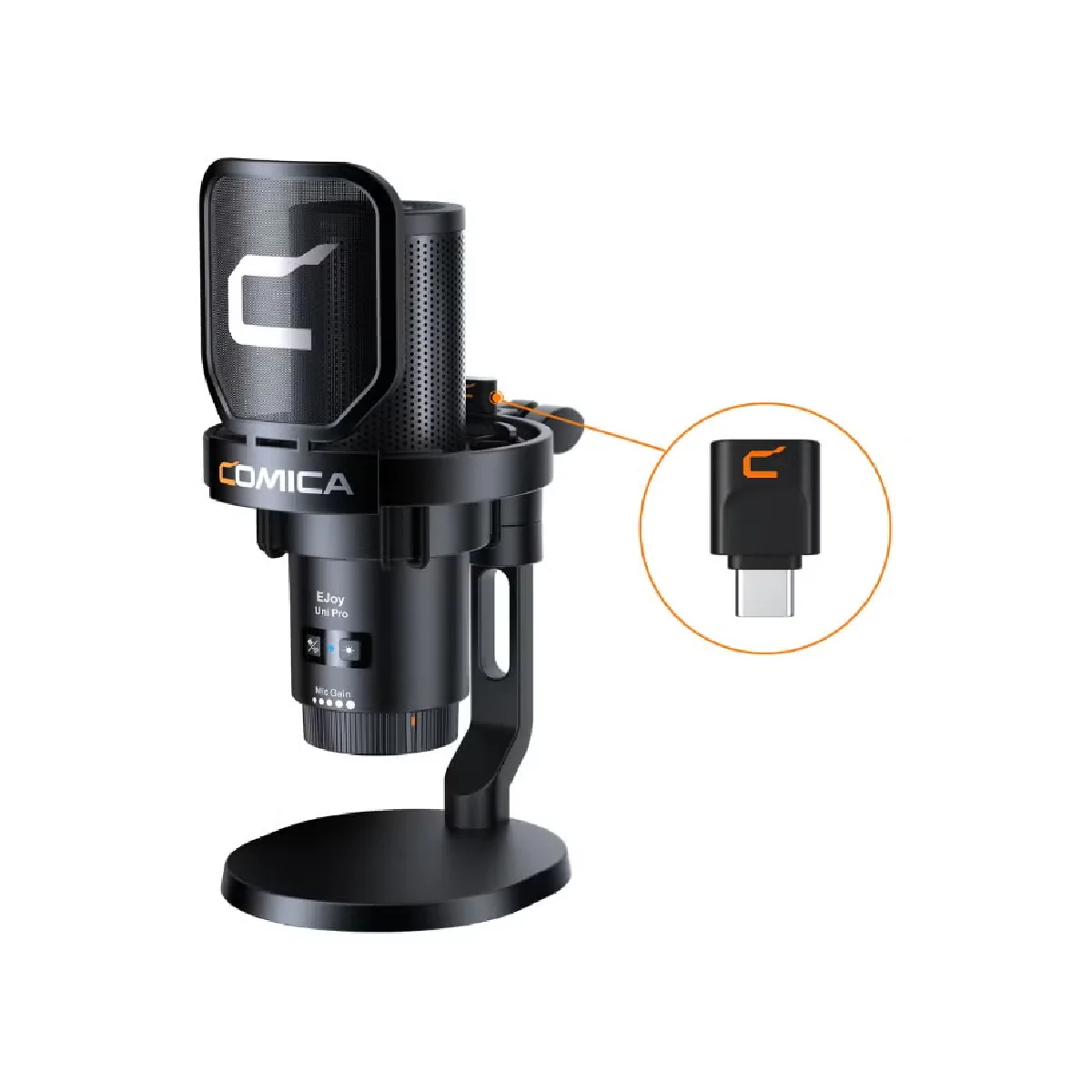 Comica EJoy Uni Pro (D) RGB Cardioid Condenser Wireless USB Microphone - Black - Image 2