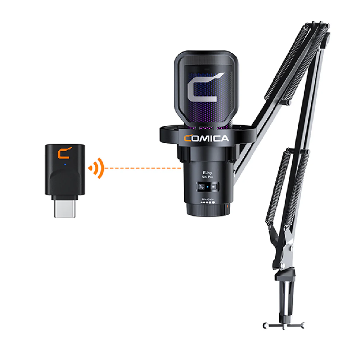Comica EJoy Uni Pro (A) RGB Cardioid Condenser Wireless USB Microphone - Black