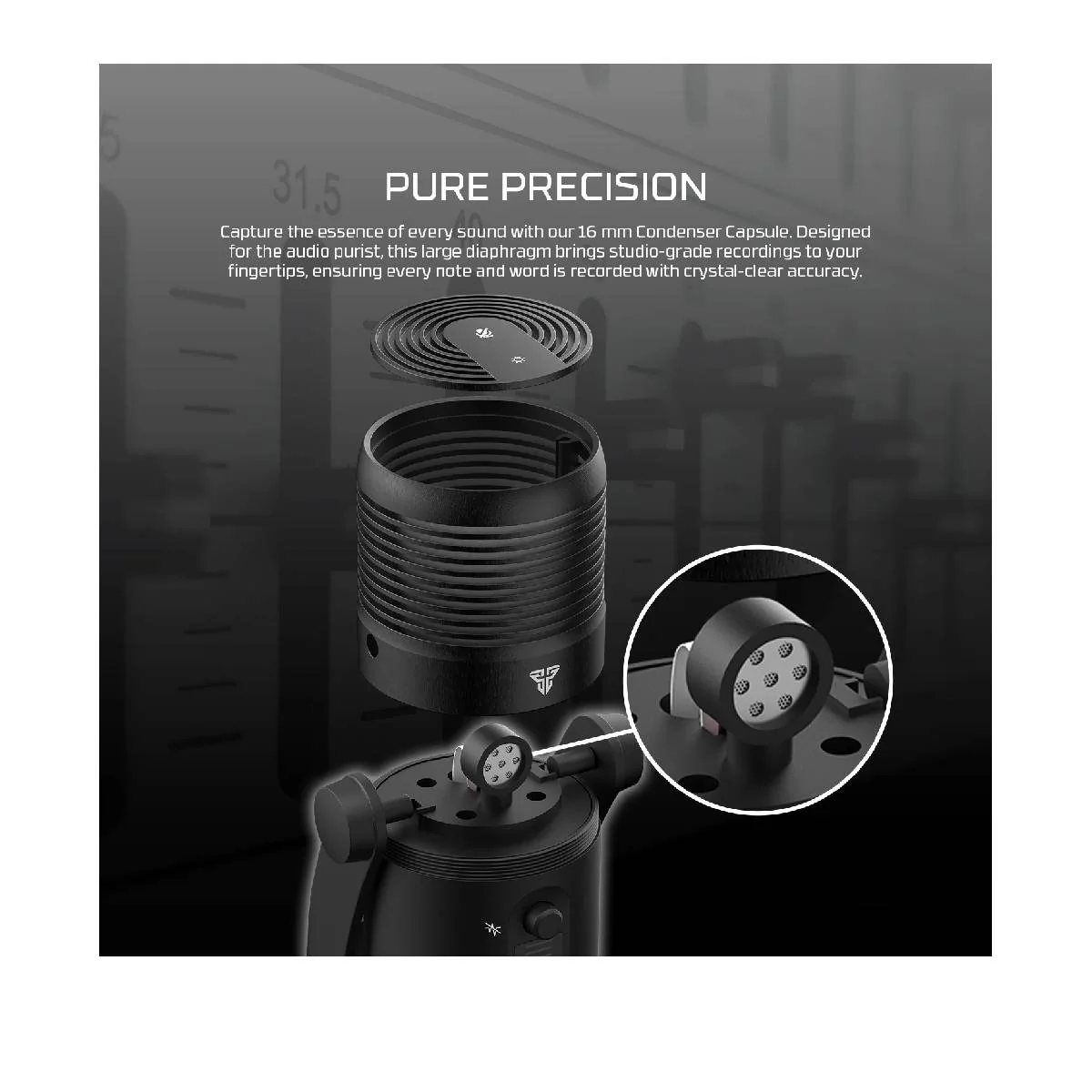 Fantech MCX03 Leviosa Max Condenser MicrophoneUSB-C Desktop - BLACK - Image 3