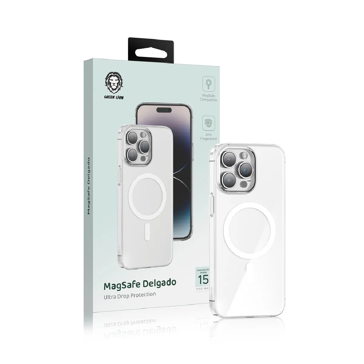 Green Lion For iPhone 15 Pro Max MagSafe Delgado - Silver - Image 3
