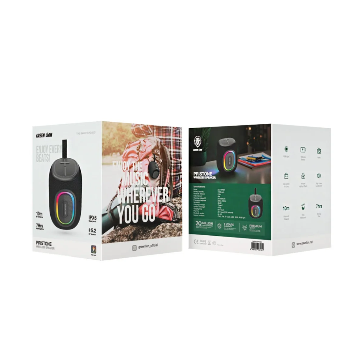 Green Lion Pristone Wireless Speaker RGB Light Multiple Lighting Effect IPX6 Waterproof - Image 4