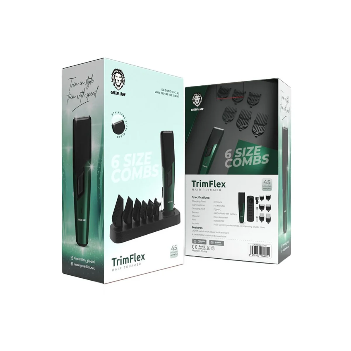 Green Lion Trim Flex Professional Hair & Beard Trimmer Cordless - Green/Black - Image 3