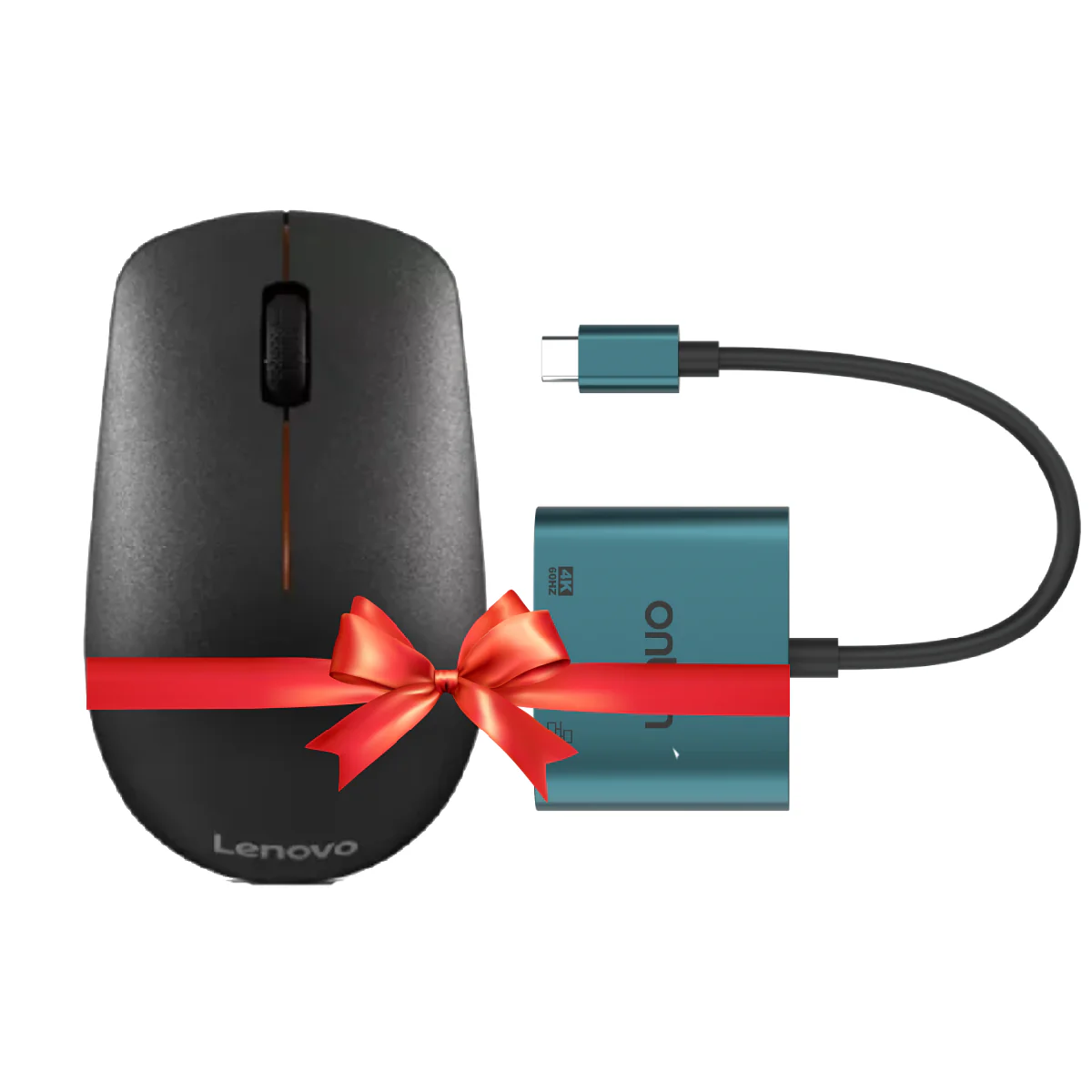 Lenovo 400 Wireless Mouse + Onten 2-in-1 USB-C to HDMI 4K Adapter