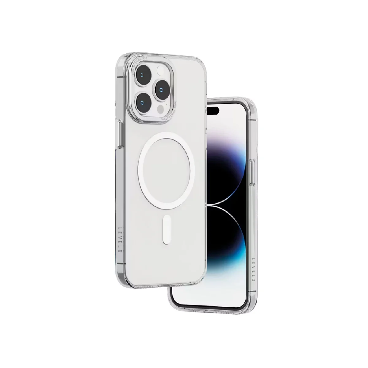 Levelo Case For iPhone 14 Pro MagSafe Sensa - Clear/Silver