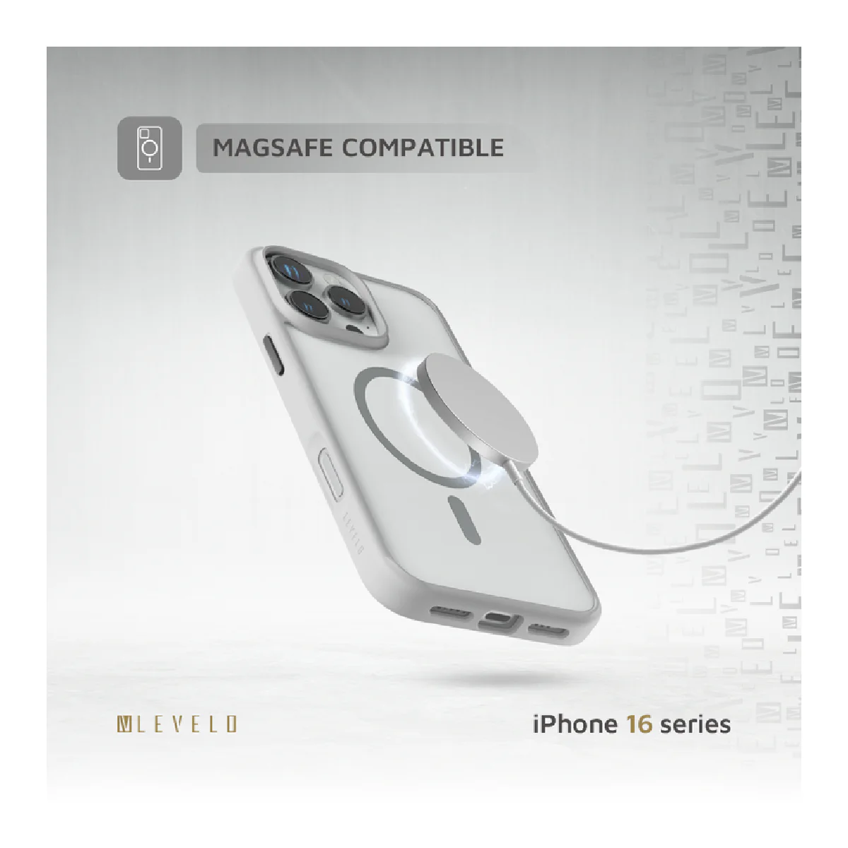 Levelo For iPhone 16 Pro Max Magnet Solo Case, Clearview Technology - Gray/Clear - Image 3