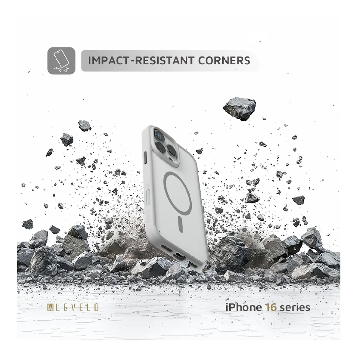 Levelo For iPhone 16 Pro Max Magnet Solo Case, Clearview Technology - Gray/Clear - Image 4