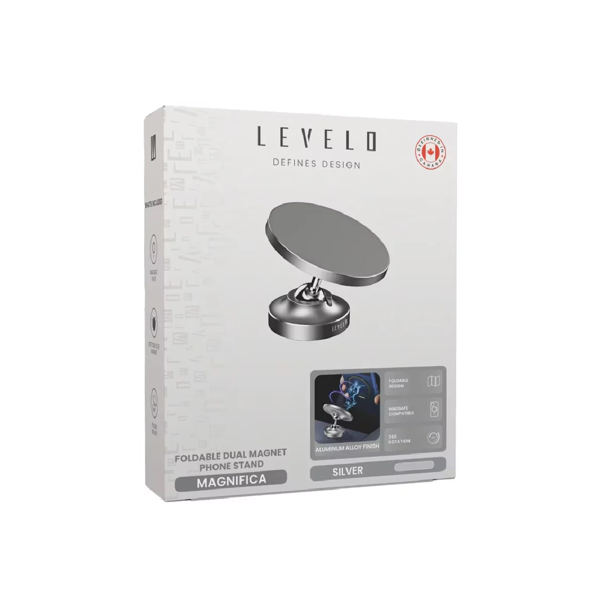 Levelo Magnifica Magnetic Phone Holder Stand - Silver - Image 3