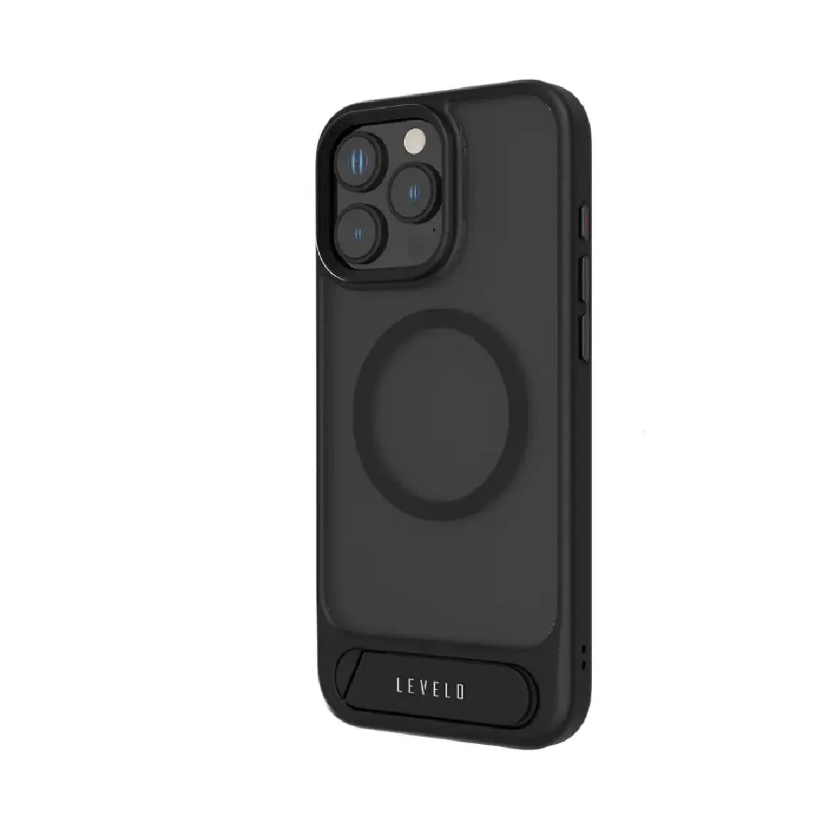 Levelo For iPhone 16 Pro Max Matteo Case with Bottom Stand Grip - Black