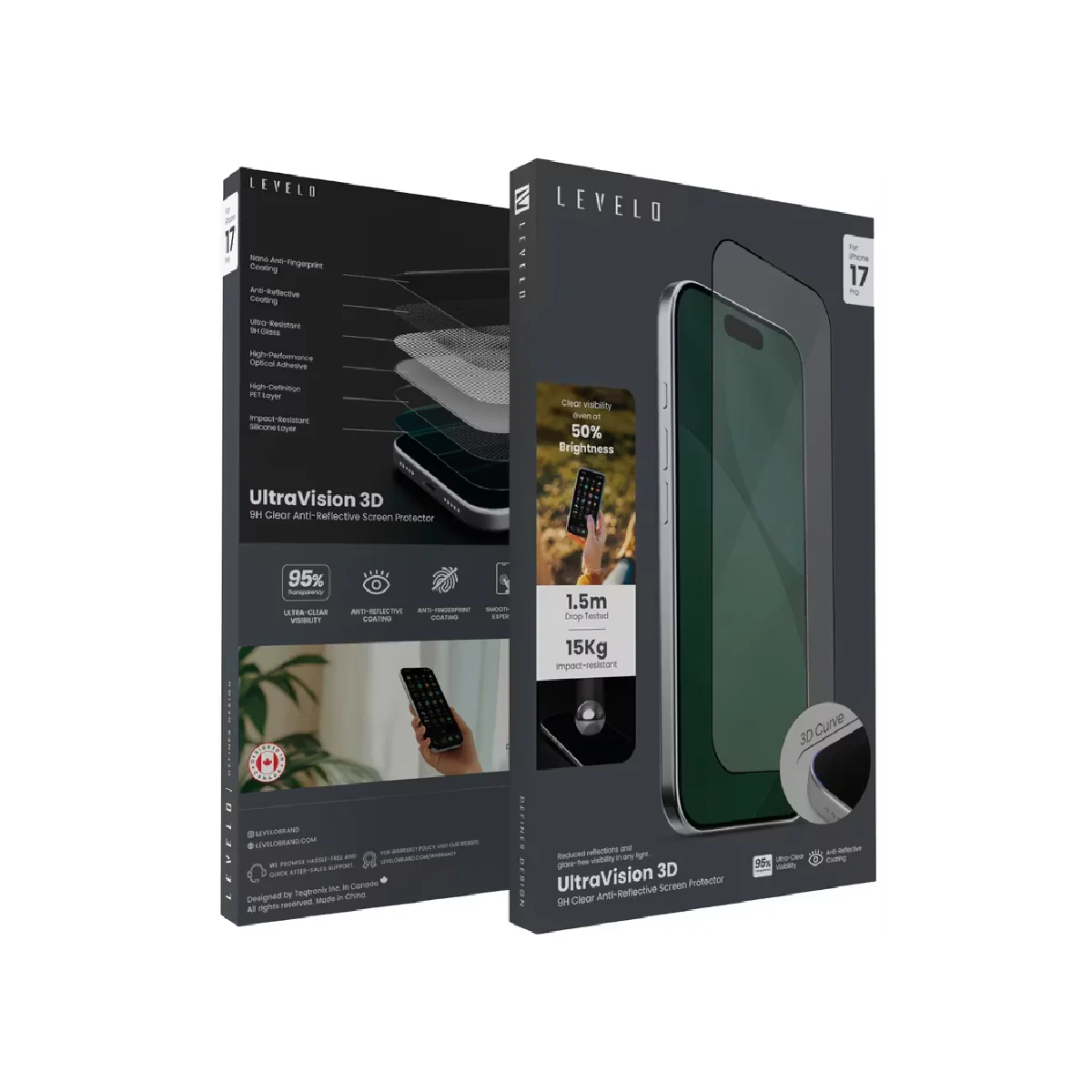 Levelo For iPhone 17 Pro Screen Protector Series UltraVision 3D AR 9H - Clear - Image 2