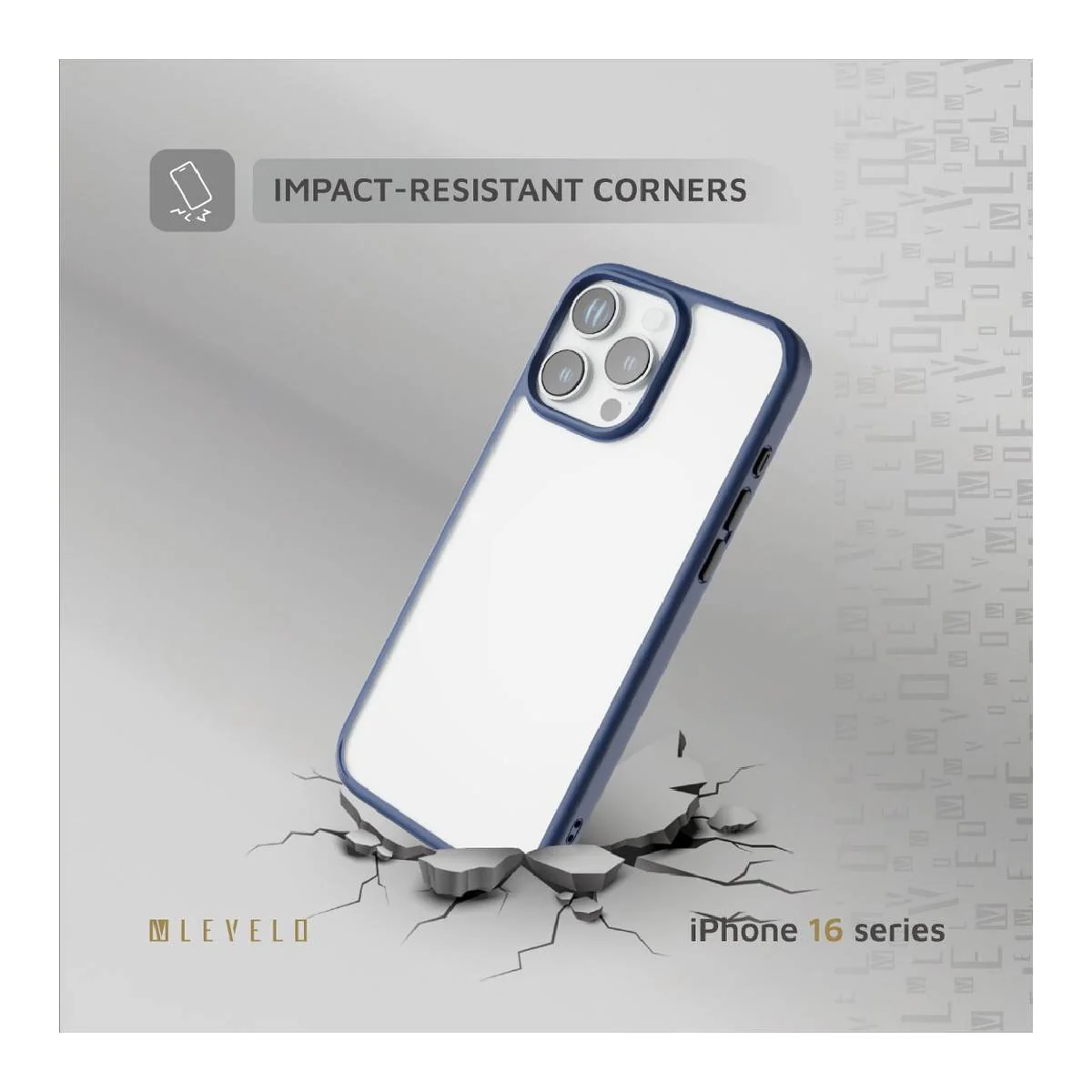 Levelo Solo Case For iphone 16 Pro, Impact Resistant Corners - Blue - Image 4