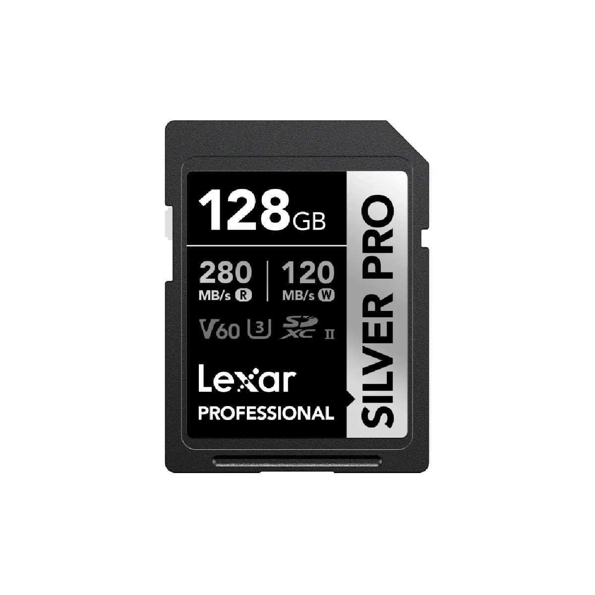Lexar 128GB Professional SILVER PRO up to 280MB/s read, 120MB/s write SDXC UHS-II Card - Black