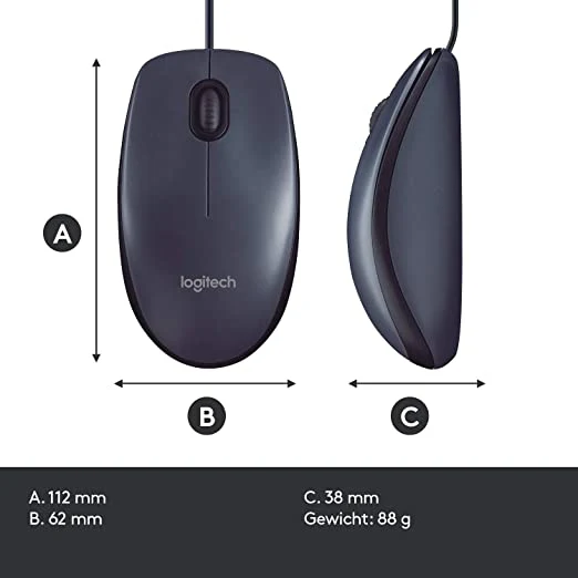 Logitech B100 Optical USB Mouse - Black - Image 4