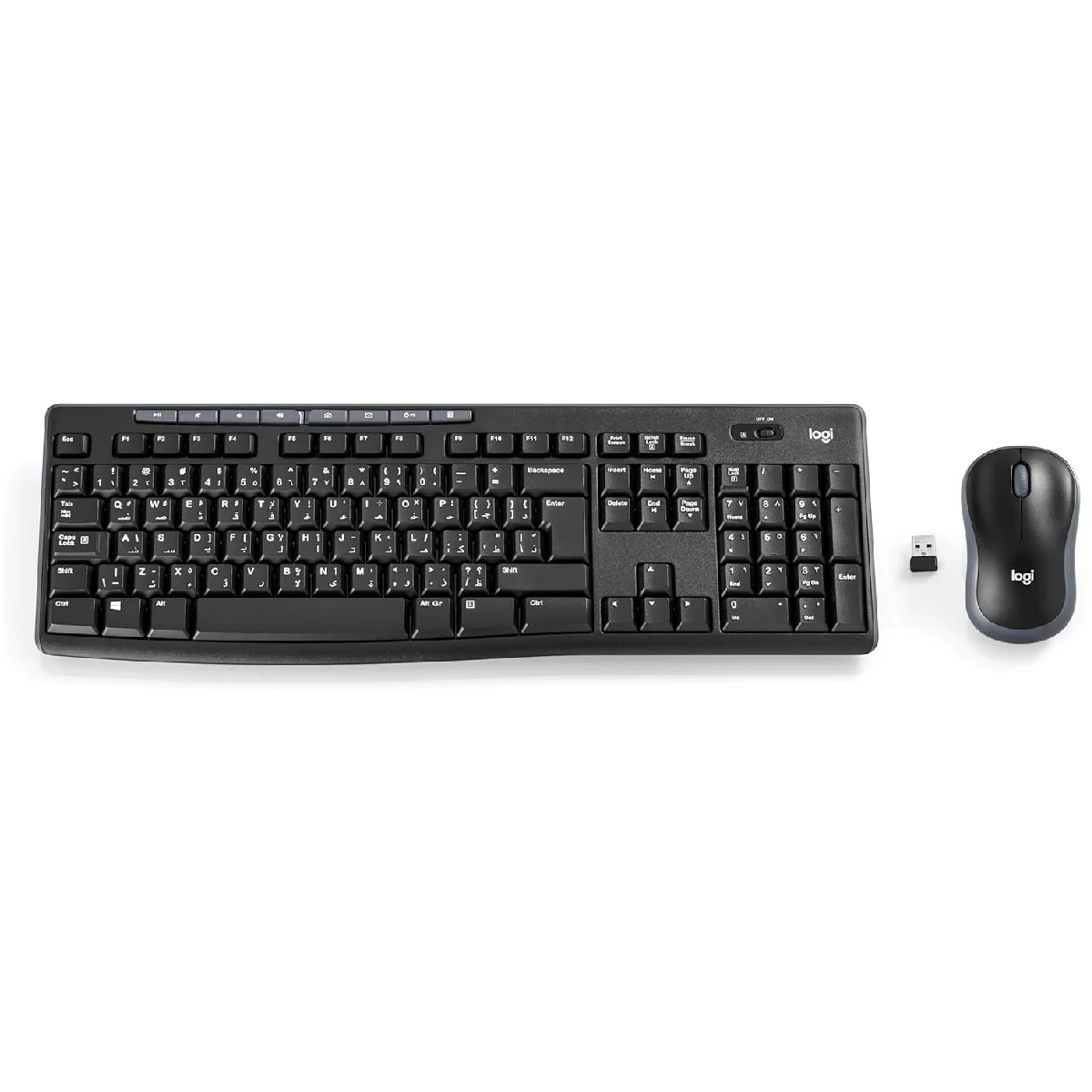 Logitech MK270, Combo Keyboard & Mouse Wireless Compo Arabic Layout - Black