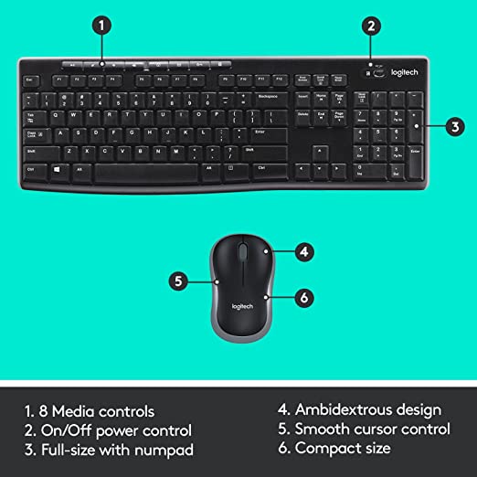 Logitech MK270, Combo Keyboard & Mouse Wireless Compo Arabic Layout - Black - Image 7