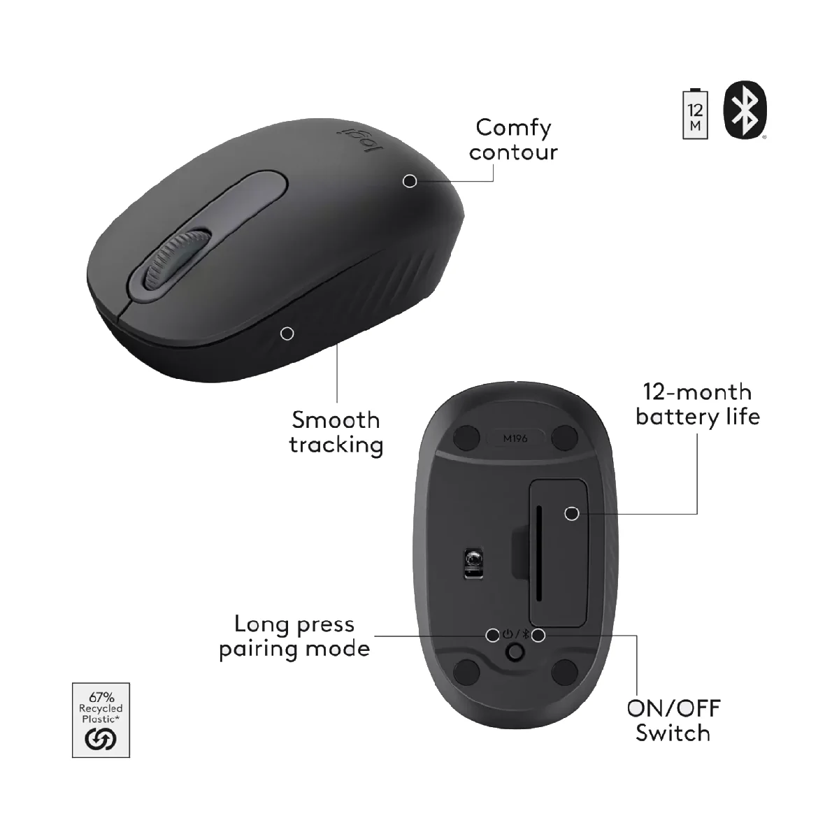 Logitech MK250 Bluetooth Wireless Mouse and Keyboard Combo - Black - Image 3