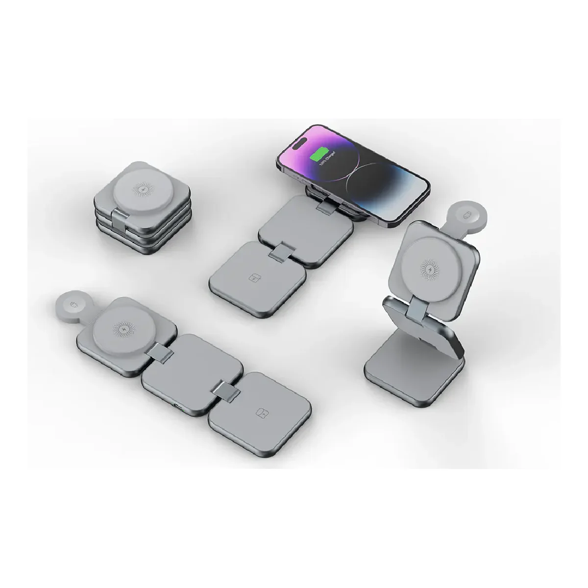 Nine 3-in-1 Foldable Wireless Charger 15W - Gery - Image 4