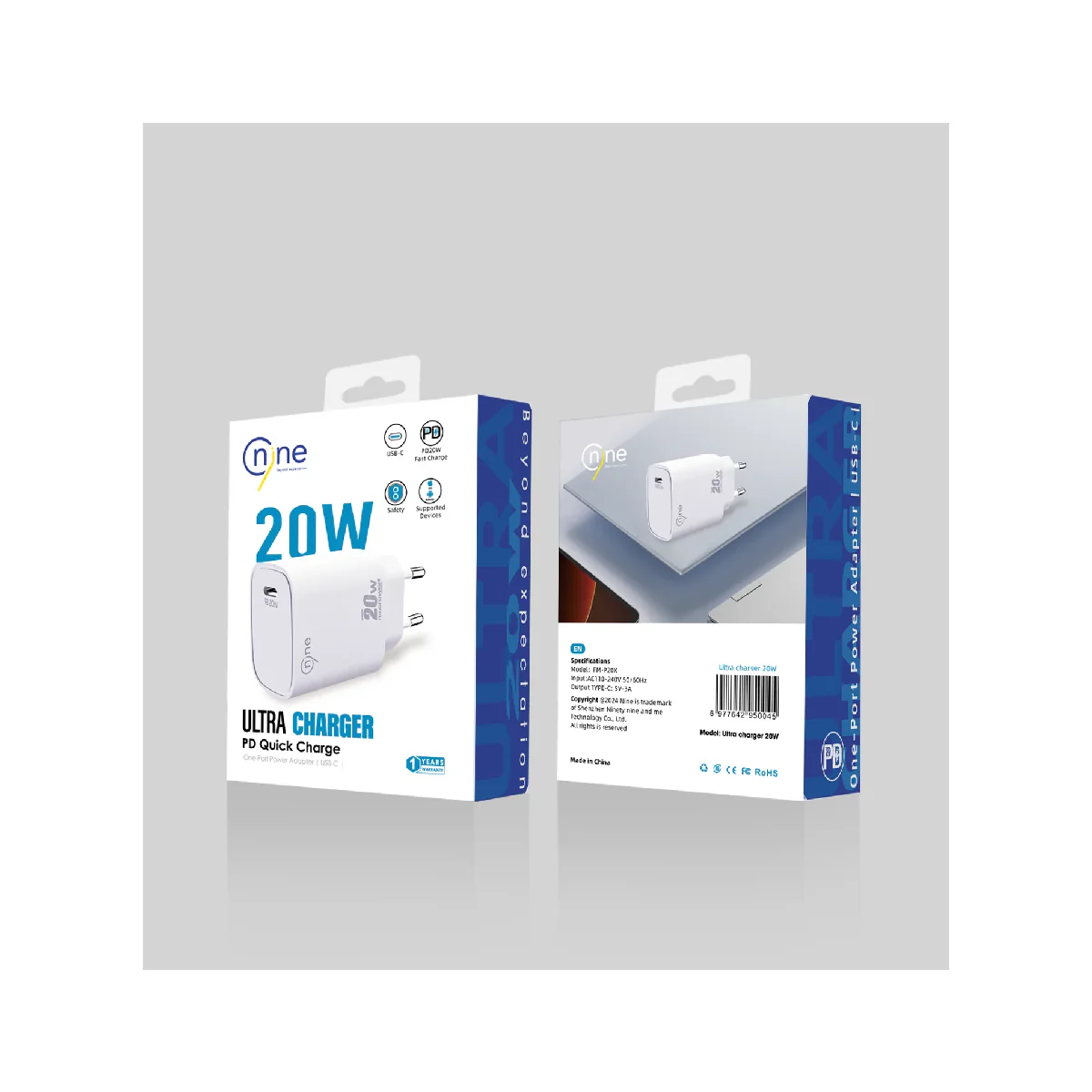 Nine Ultra Charger PD Quick Charger 20W - White - Image 2