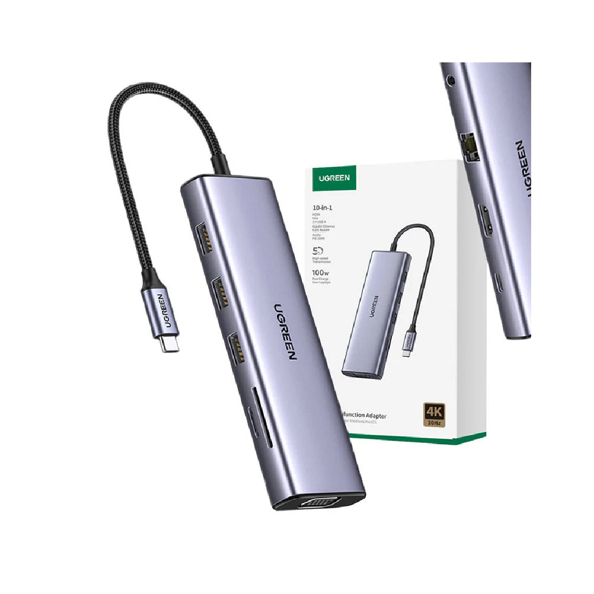 Ugreen 10 in 1 USB-C Multifunction Adapter 4k - Gray - Image 3
