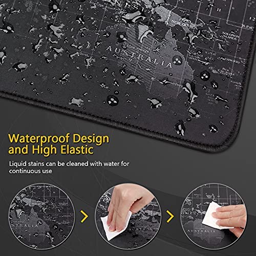 World Map Gaming Mouse Pad Anti Slip Base Easy to Clean Locking Edge - Black - Image 4