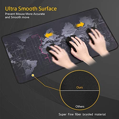 World Map Gaming Mouse Pad Anti Slip Base Easy to Clean Locking Edge - Black - Image 5