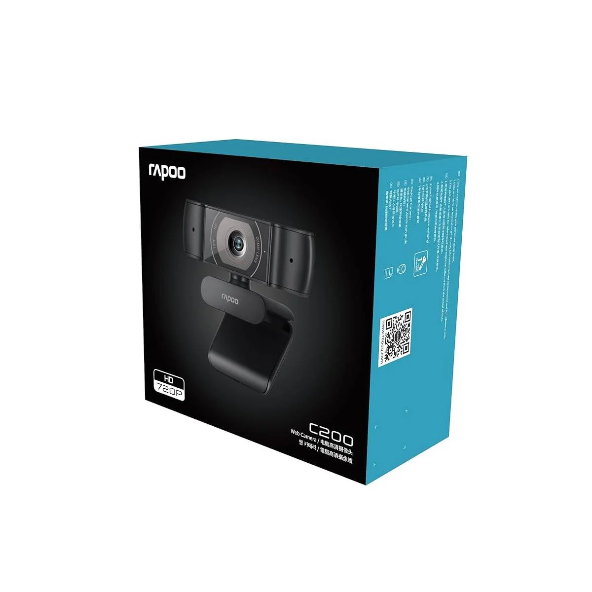Rapoo C200, 720P HD Computer Camera - Black - Image 4