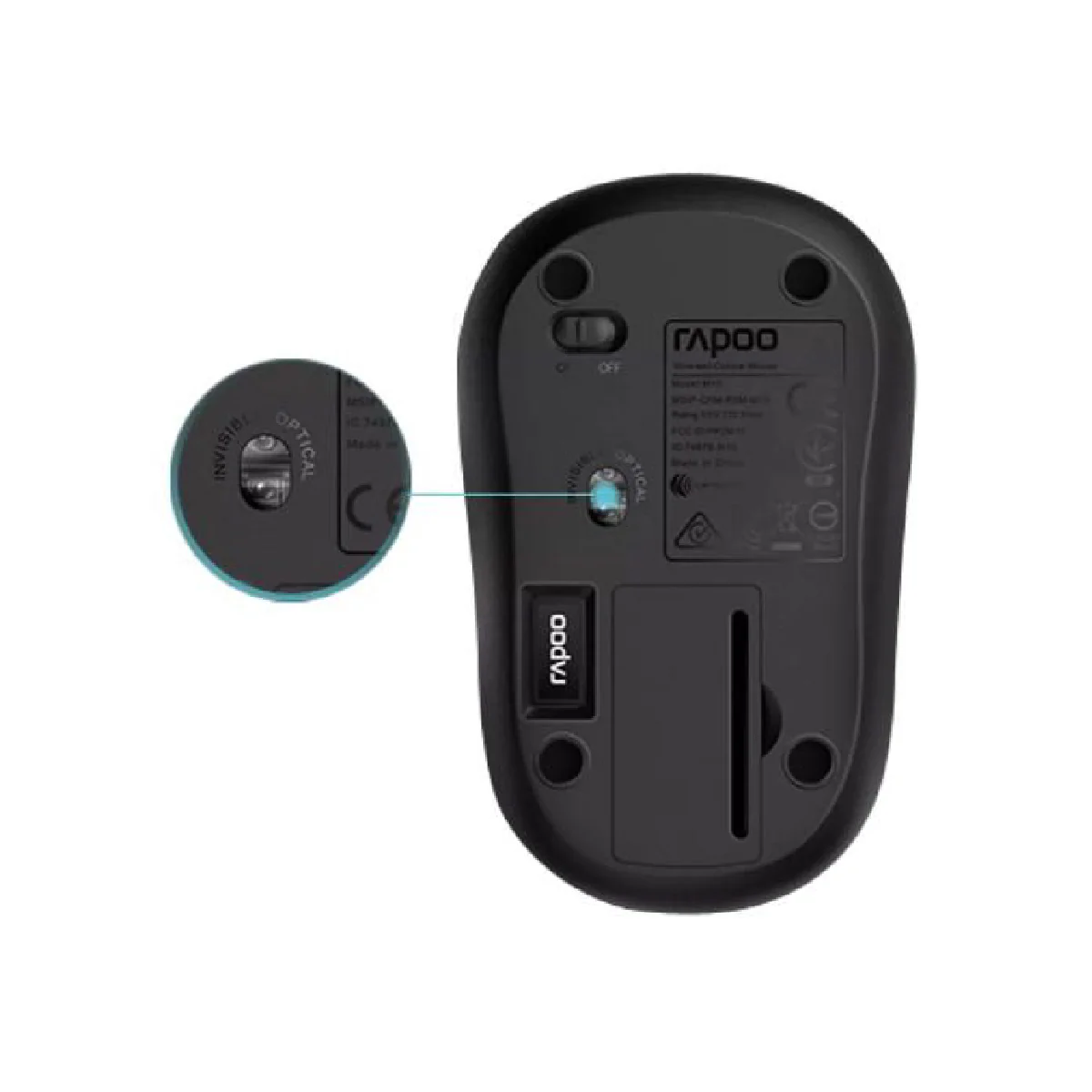 Rapoo M10 Plus Wireless Optical Mouse - Black - Image 2