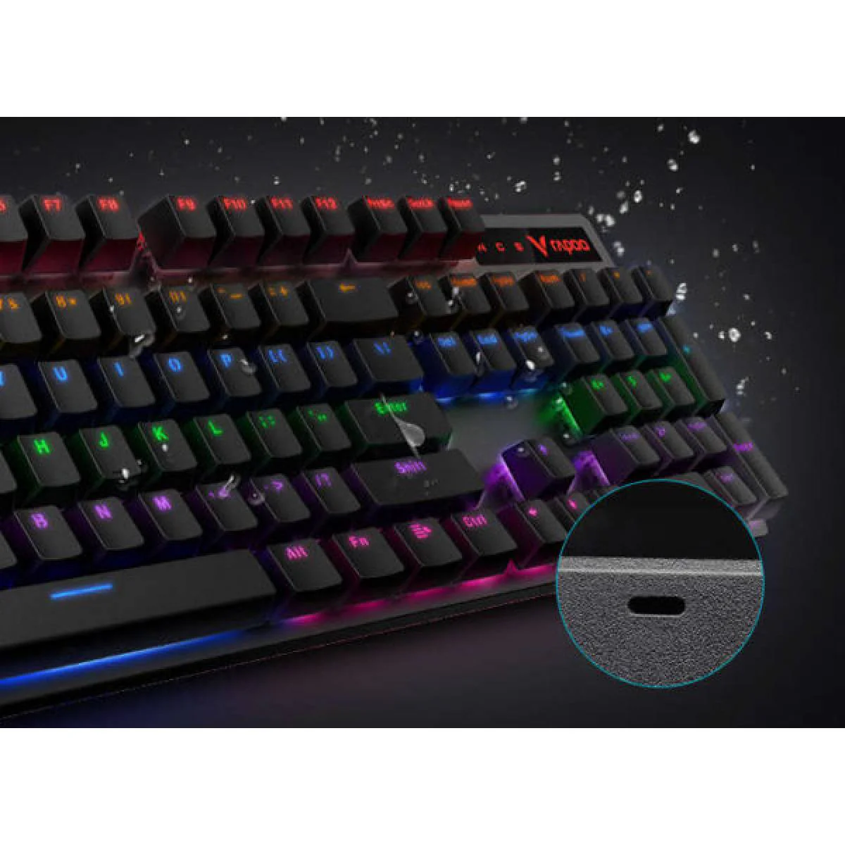 Rapoo V500Pro Backlit Mechanical Gaming Keyboard - Black - Image 3