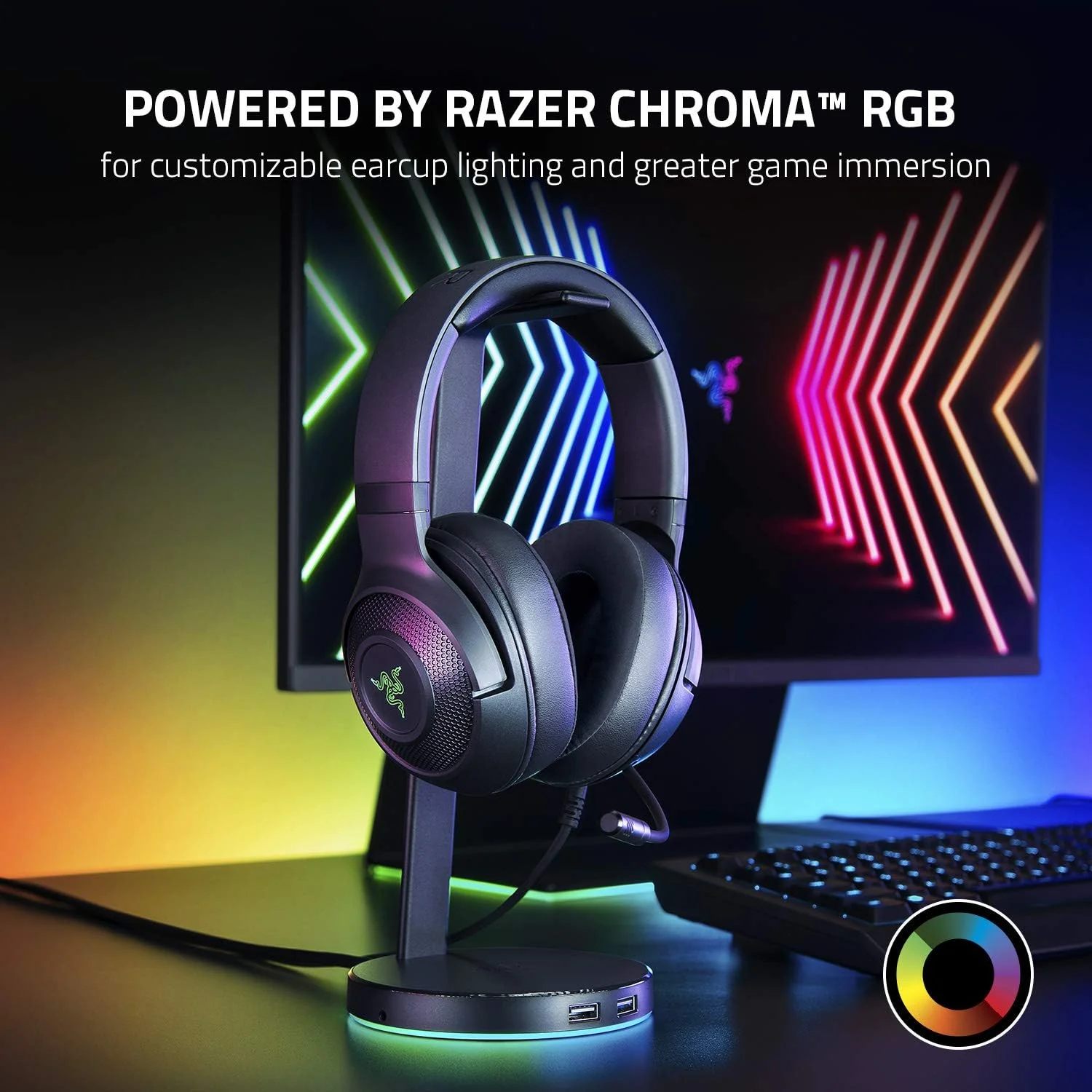Razer V3 X Kraken Gaming Headset 7.1 Surround Sound RGB Lighting PC - Black - Image 4