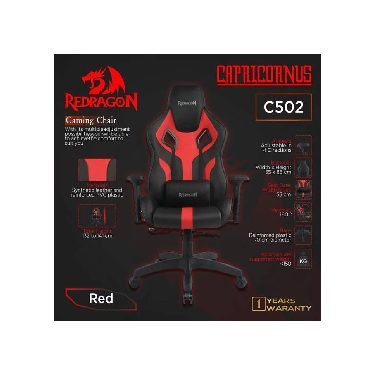 Redragon C502, Capricornus Gaming Chair - Image 9