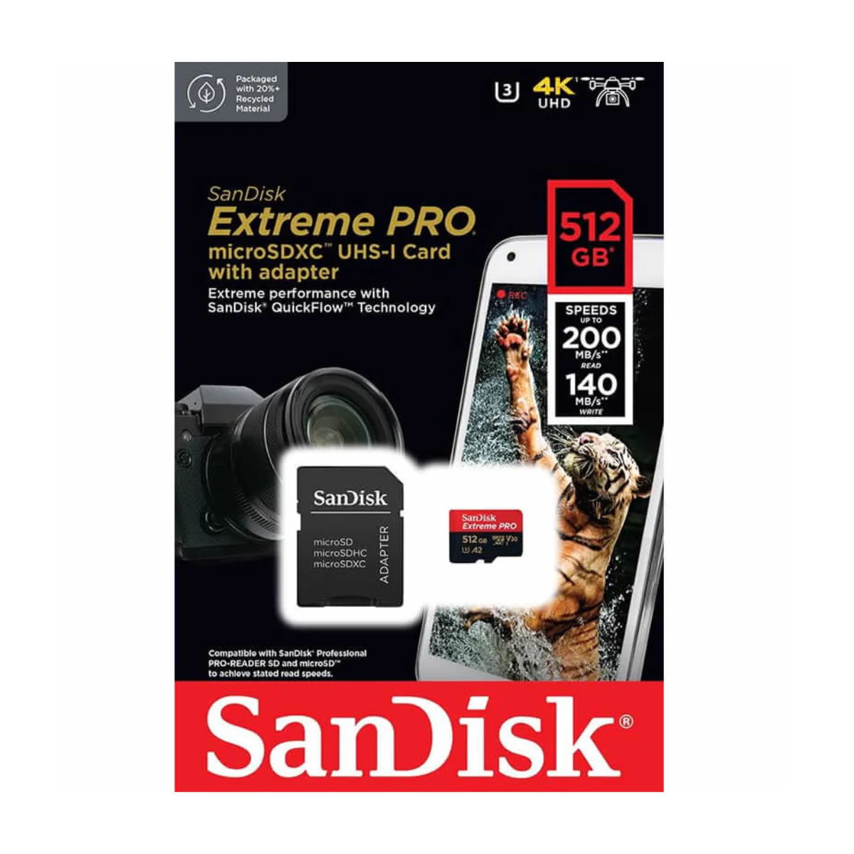 SanDisk Extreme Pro 512GB UHS-I Card, 200MB/s Read, 140MB/s Write - Black/Red - Image 4