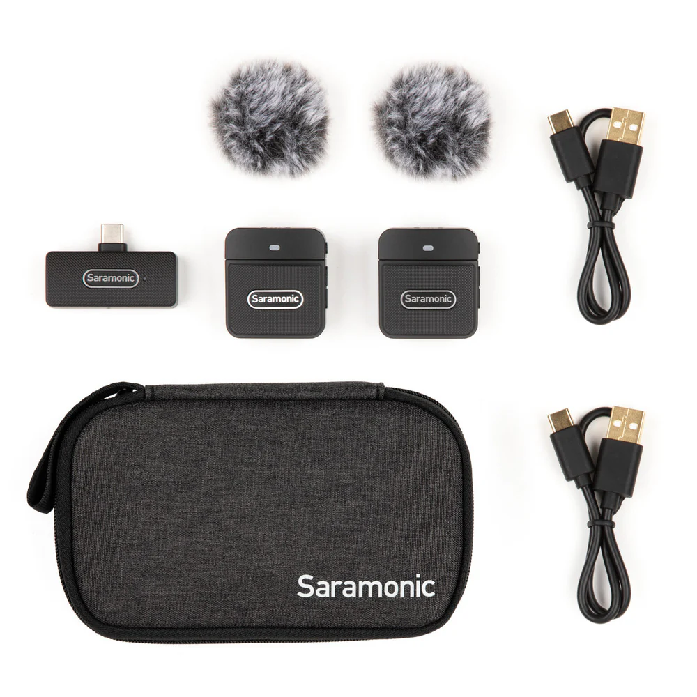 Saramonic Blink 100 B6 2-Person Clip-On Wireless Mic For iPhone 15 Android Devices, iPads & Computers - Black