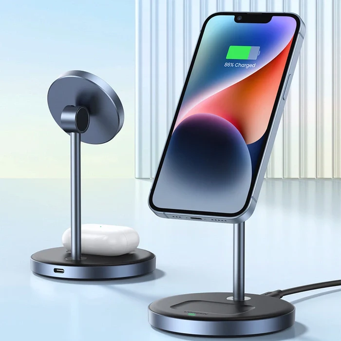 Ugreen 2 in 1 Wireless Charger Fast Magsafe Magnetic Stand Airpods Charging Station 360°  Grey/Black - Image 3
