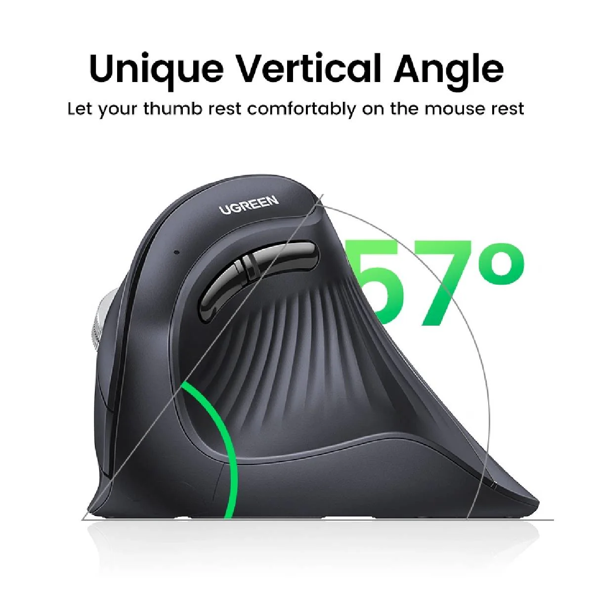 Ugreen MU008 Multi-Mode Bluetooth + Wireless Vertical Mouse -Black - Image 2