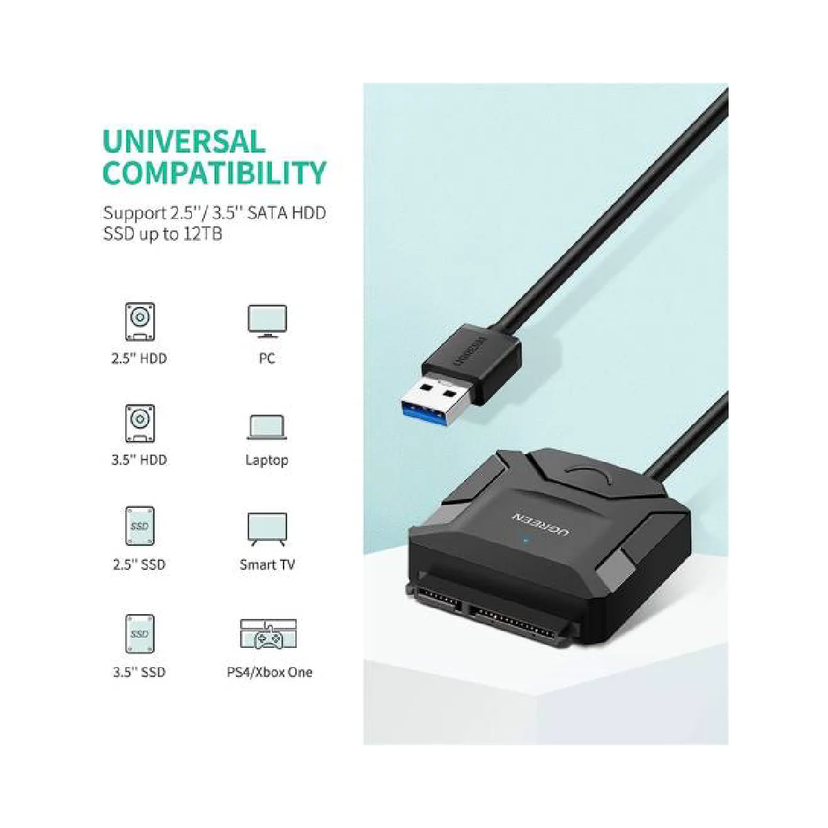 Ugreen USB 3.0 to Sata Hard Drive Adapter - Black - Image 4