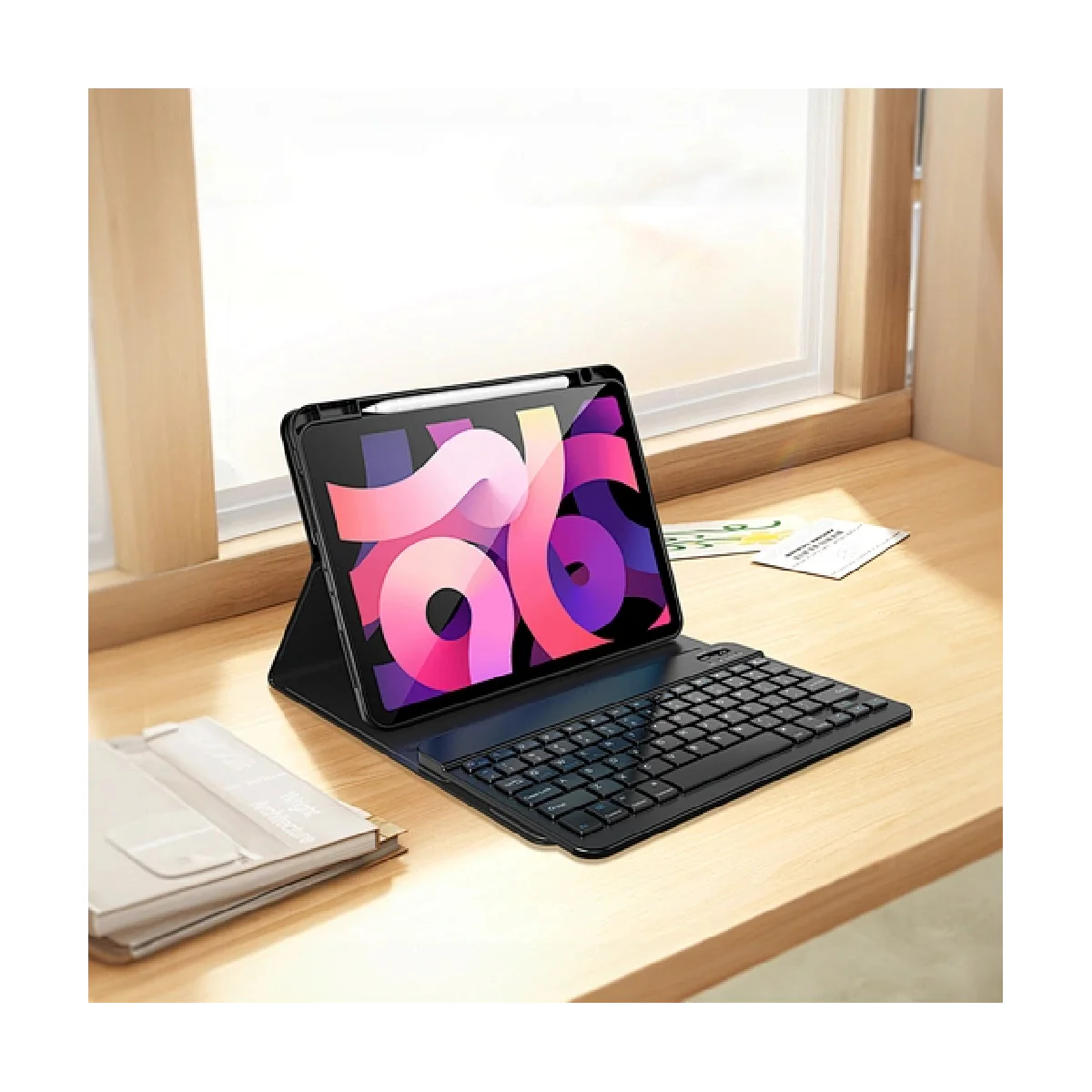 Wiwu 3 in 1 Premium Combo For Pad Pro 13 Inch Protect Case & Pencil & Keyboard - Black - Image 3