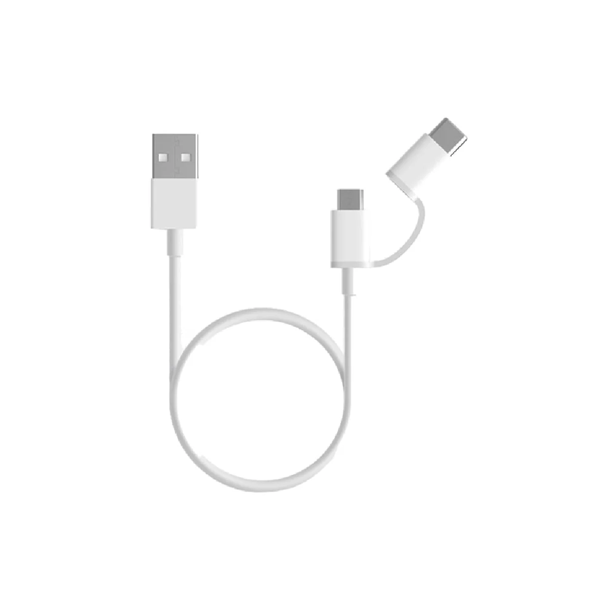 Xiaomi 2-in-1 USB Cable 100cm (Micro USB - USB Type-C), High-Quality TPE Design, Fast Charging & Data Sync - White