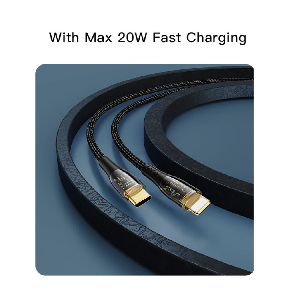 Yesido CA102 2M Length Nylon Braided Type-C To Lightning PD Fast Charging Data Cable - Black - Image 2